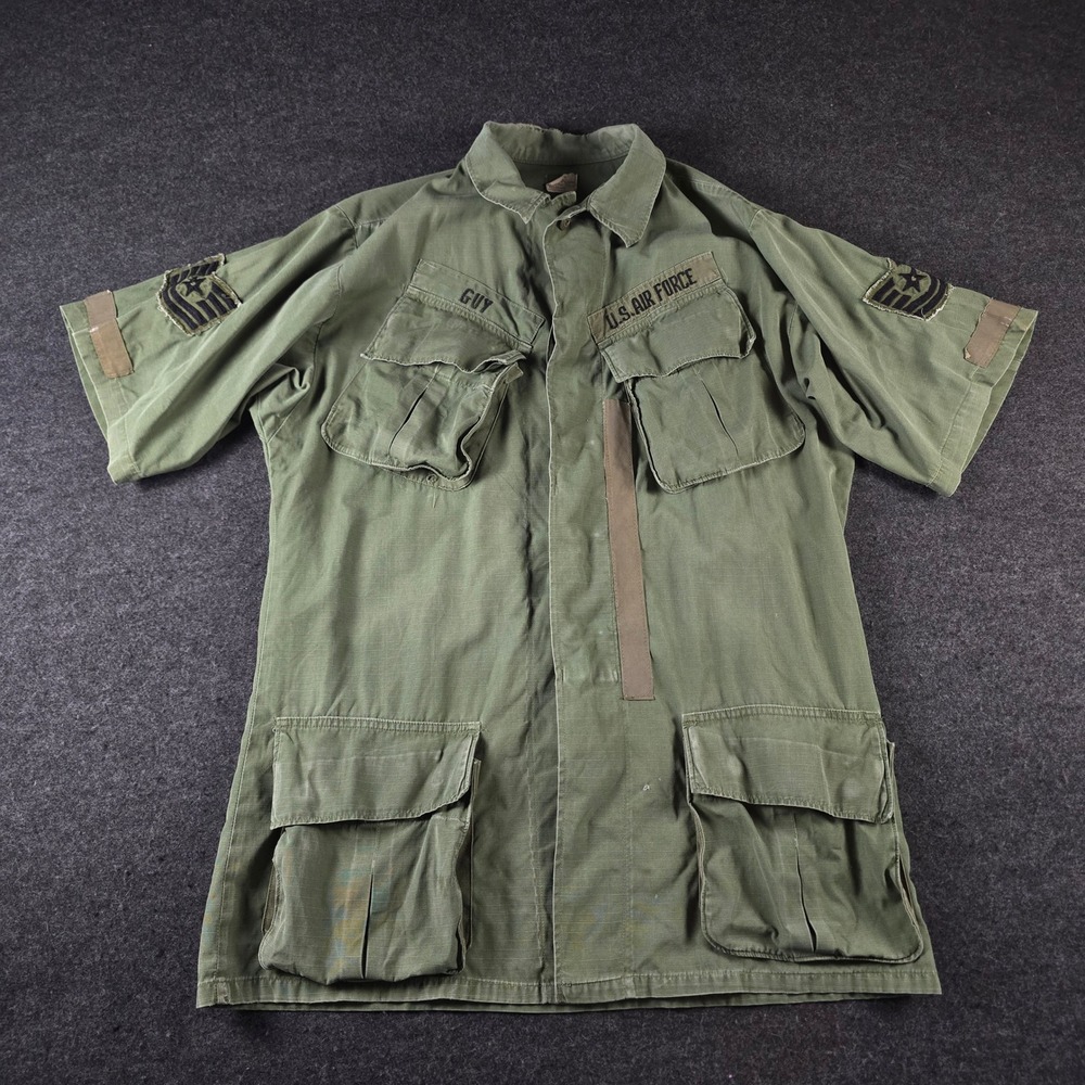 Vtg US Air Force Ripstop Jungle Fatigue Combat Shirt Jacket OG-107 Mens Medium L